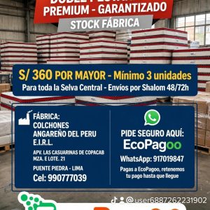 Colchón Resorte Ortopédico Doble pestaña -Angareño
